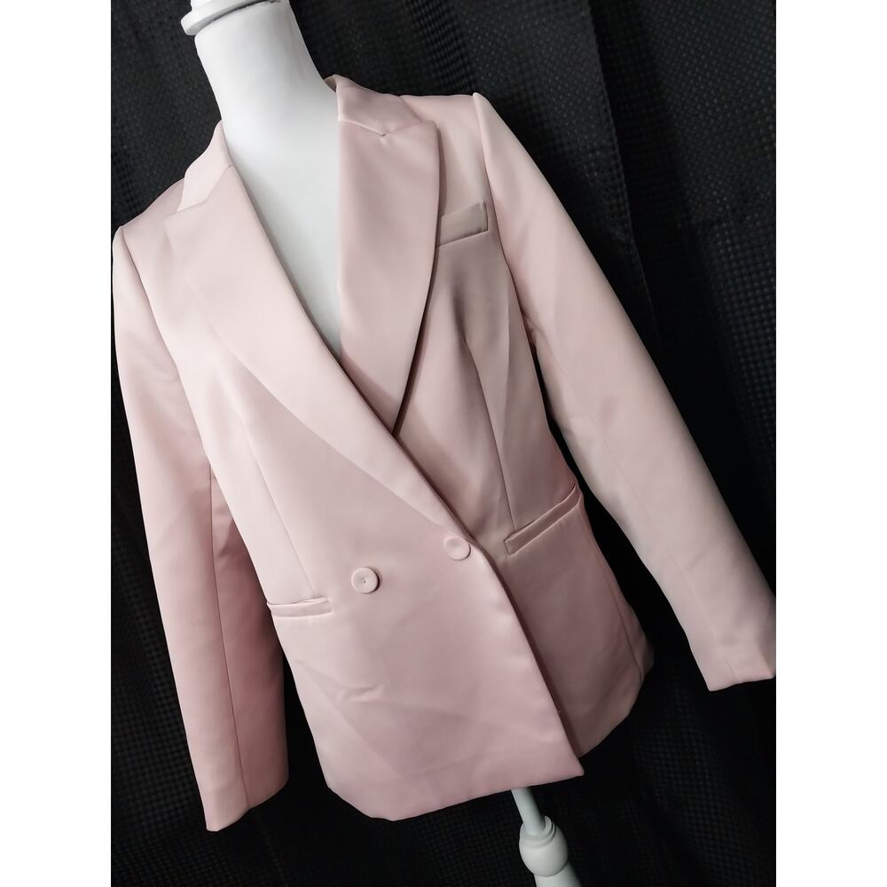 NWOT! H & M! STUNNING PALE PINK SATINY FINISH, DOUBLE BREASTED JACKET, BLAZER! S